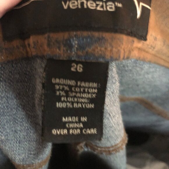 Women's Venezia Plus Size Suede Feeling Brown Distressed Size 26 Pant - Picture 7 of 8